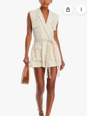 Ramy Brook Cream Lela Romper with Braided Waist